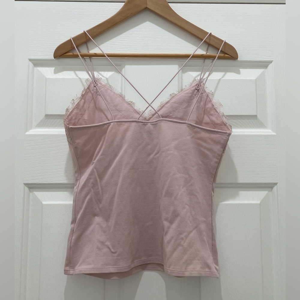 Pink Express Camisole Spaghetti Strap and Lace Tank, Blush Pink, Romantic Medium - Picture 3 of 4